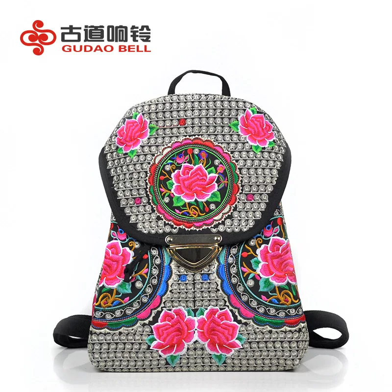 Ethnic bag, genuine backpack, lock, ethnic style, wholesale