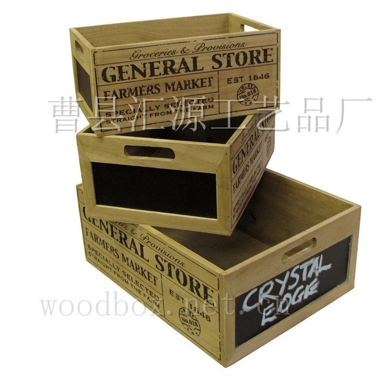 13 定做美式乡村出口套三带黑板印刷印字木质套装多功能收纳木