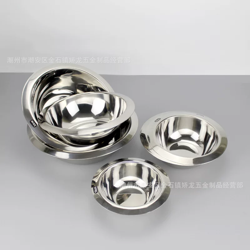 Оптом нержавеющая сталь глубокая миска для супа круглая плоская ободок многофункциональная посуда для супов 16см-26см
