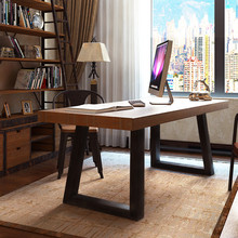 复古实木铁艺书桌笔记本电脑桌椅组合写字台桌办公桌工作桌子包邮