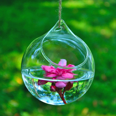 originality suspension Hanging transparent Hydroponics Glass Arts and Crafts spherical vase artificial Blown flower arrangement decorate Floral organ