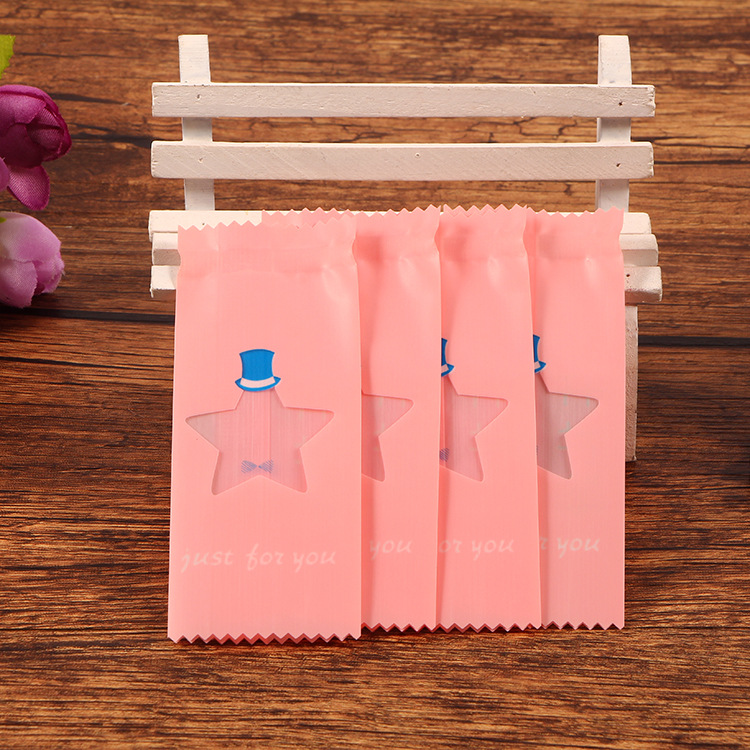 烘培包装袋 星星图案糖果袋 粉色 绿色牛轧糖袋 糖果纸袋200