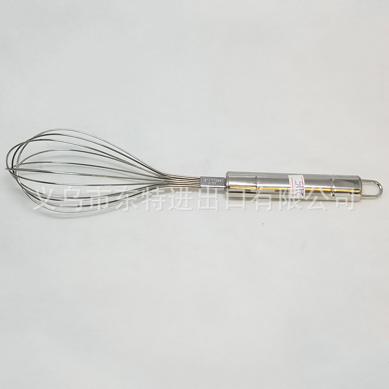 Factory direct sales of stainless steel double-head bright egg beater, steel-handled household baking supplies, manual egg beater detail image 2