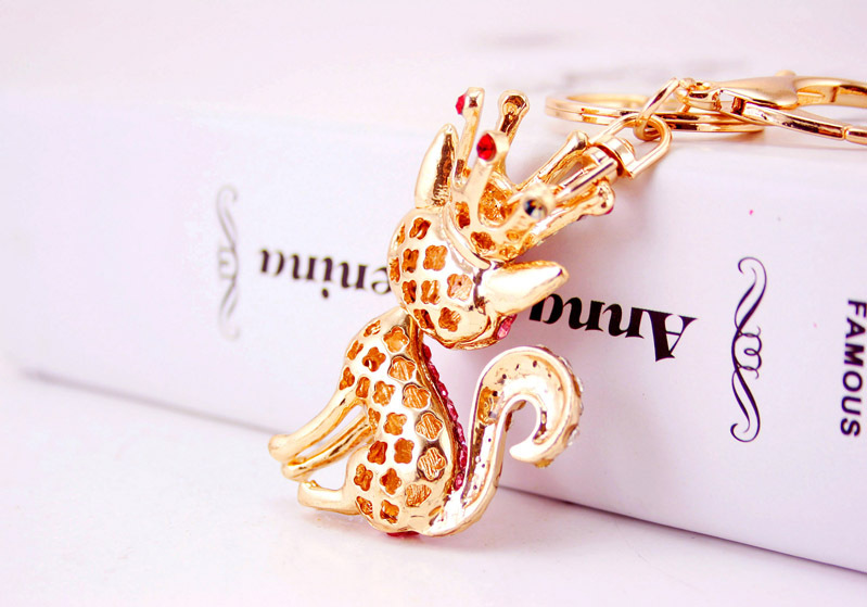 36g Weight Alloy, Metal Material Fox Pattern Unisex Gender Pink, Purple, Red, Blue, Black Color Korean Creative Cute Cartoon Crystal Crown Little Fox Keychain 19