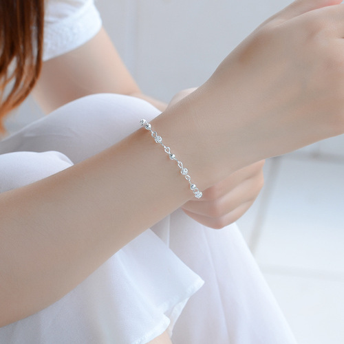 Small hollow silver bracelet Taobao Tmall store hot sale Women's exquisite ball anklet Korean style fashion jewelry
