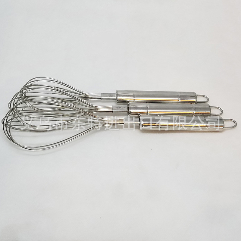 Factory direct sales of stainless steel double-head bright egg beater, steel-handled household baking supplies, manual egg beater detail image 7
