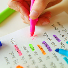 创意 日式三角杆荧光笔 固体荧光笔彩色学生重点标记划线记号笔