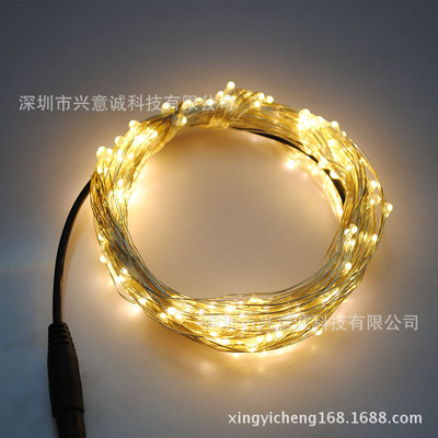 Wedding celebration Site decorate 5V DC Joint section LED waterproof Silver Line Lamp string 10 rice 100 Warm and white