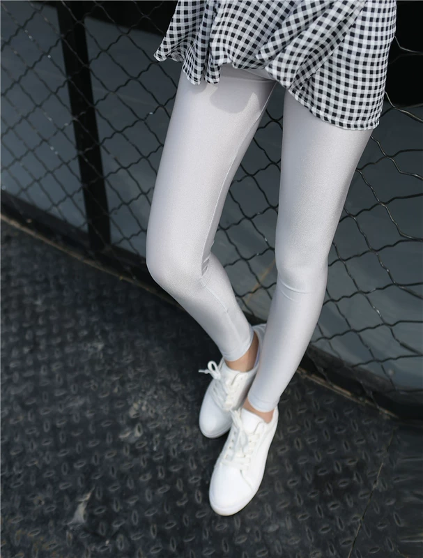 Eo cao bước chân quần bóng bên ngoài mặc quần legging chín điểm cộng với phân bón XL co giãn quần thể hình quần dài đến mắt cá chân phụ nữ