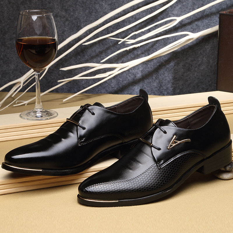 Men's leather shoes, men's spring Britis...