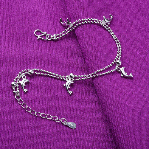 Korean fashion jewelry, women's double-layer dolphin bracelet and anklet, silver-plated jewelry, wholesale from European and American foreign trade manufacturers