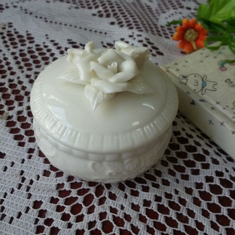 陶瓷首饰盒 玫瑰花图案 日式杂货 zakka杂货 田园风 家居摆件|ms