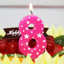 宝宝周岁用无烟数字蜡烛 儿童生日派对氛围装扮五角星印花蜡烛