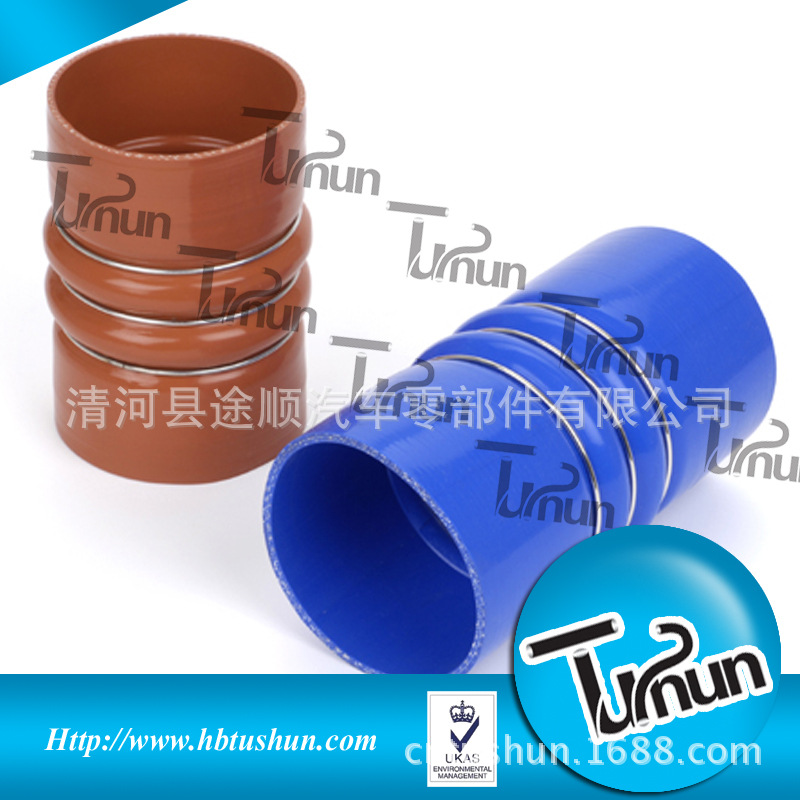 途顺生产发动机中冷器硅胶管多驼峰带金属环硅胶管