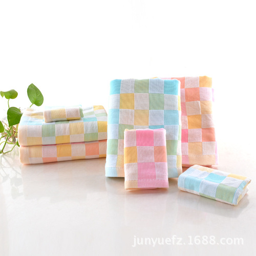 Double-layer fabric children's towel bath towel supermarket kindergarten baby saliva towel maternal and infant confinement gauze cotton towel