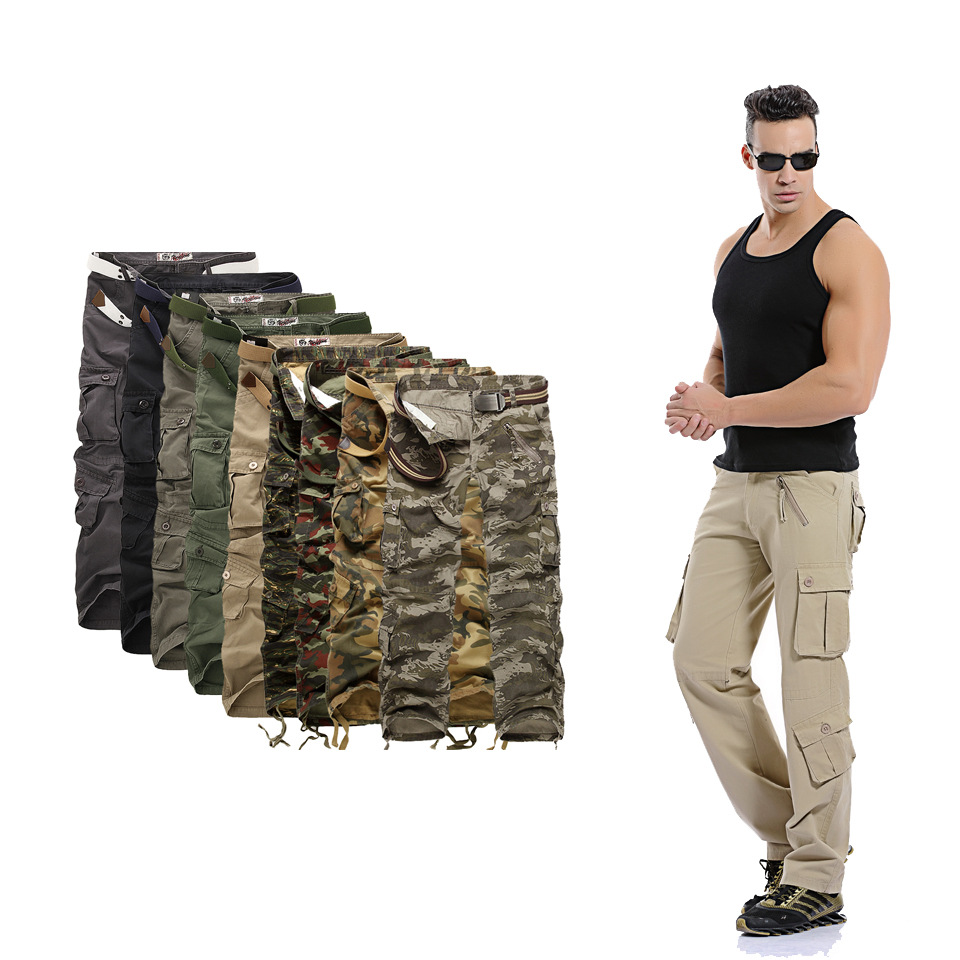 Factory spot ebay washed overalls 9 color optional men's camouflage large size multi-bag pants 022