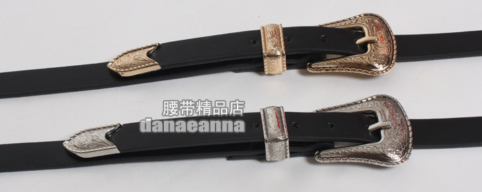 Fashion Double Head Carved Silver Buckle Thin Belt Wholesale display picture 5