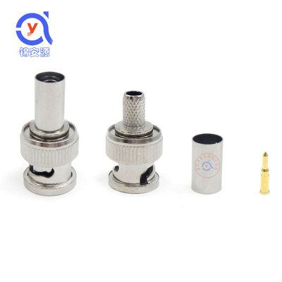 高品质BNC冷压三件套 镀金针铜套管BNC压接线75-3-4-5 Q9视频接头|ms