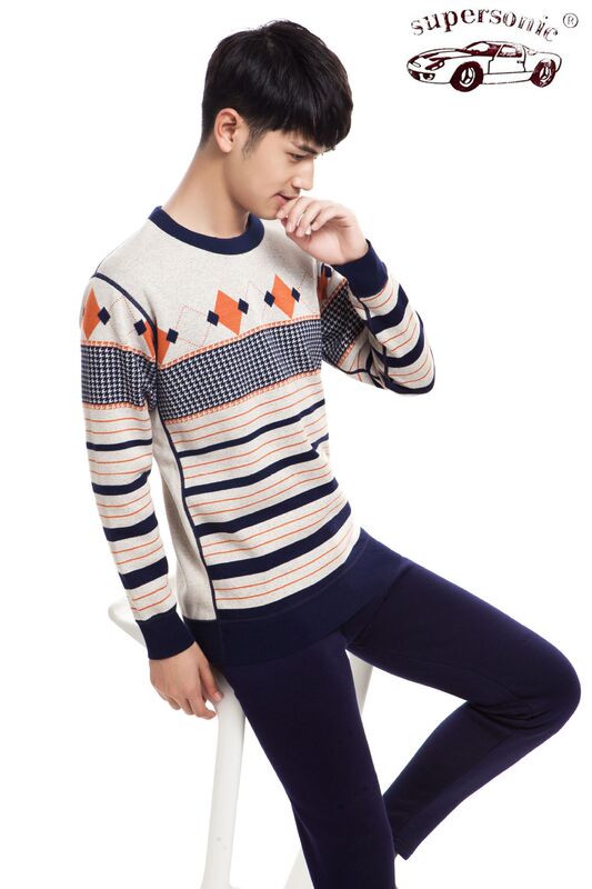 Winter new fashion brand thermal underwear thickened super soft ultra-fine velvet cotton breathable jacquard men's warm