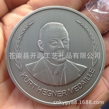 厂家定制纪念币复古亚面古沙银效果.人物纪念牌.电镀双色纪念币