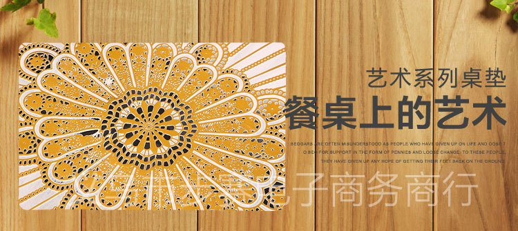 Wholesale of new PVC creative printed placemats, hotel and restaurant anti-slip Western placemats, heat-insulating plate MATS, white base rice base table MATS and bowl MATS detail image 2