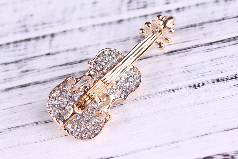 Fashion Guitar Alloy Plating Rhinestones Unisex Brooches display picture 13