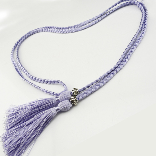 Braided tassel belt thin women's belt Korean style bow rope skirt knotted decorative waist chain waist rope student