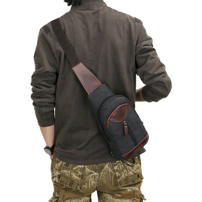 新款男士包时尚胸包9英伦复古绅士帆布包百搭后背包|ms