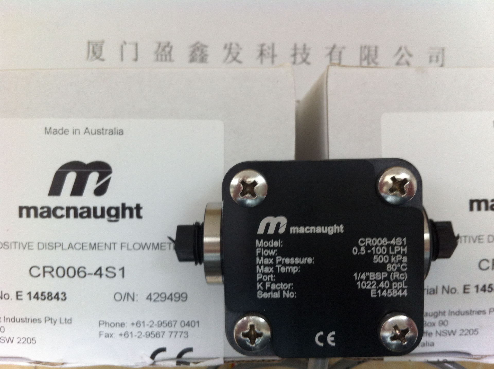 原装MACNAUGHT玛乐流量计 CR006-4S1