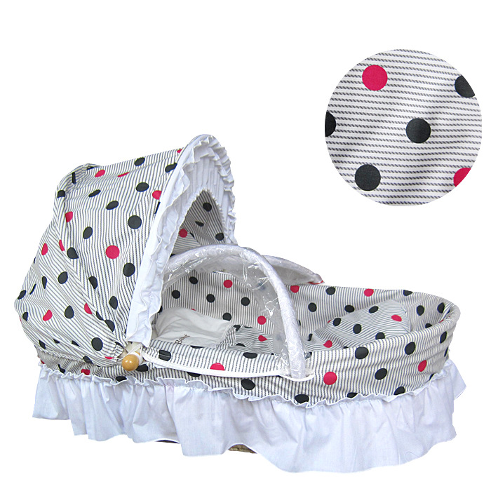 出口嬰兒提籃嬰兒搖籃紅黑圓點全棉玉米皮編織籃嬰兒床環保