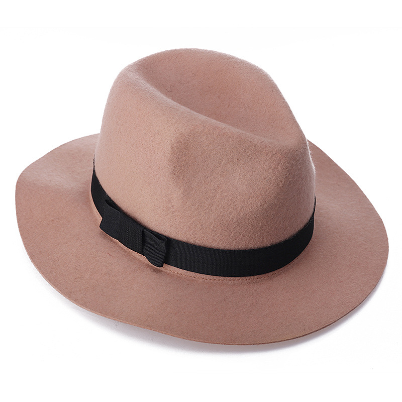 Sombrero de otoño e invierno europeo y americano de moda de las mujeres sombrero de fieltro sombrero de lana pura británico nuevo bolso de lana pelo superior Venta caliente