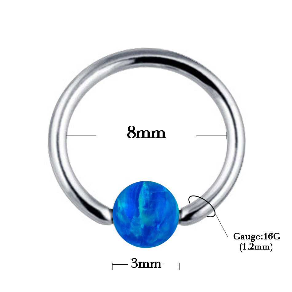 Fashion Round Titanium Steel Inlay Artificial Gemstones Nose Ring 1 Piece