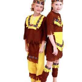 化妆舞会 cos节目表演服装 儿童印第安人服装 土著人服装野人服装