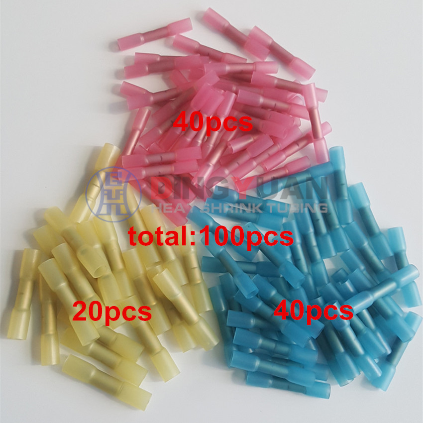 厂家直销专供跨境电商红蓝黄100只防水热缩端子电线连接器套装