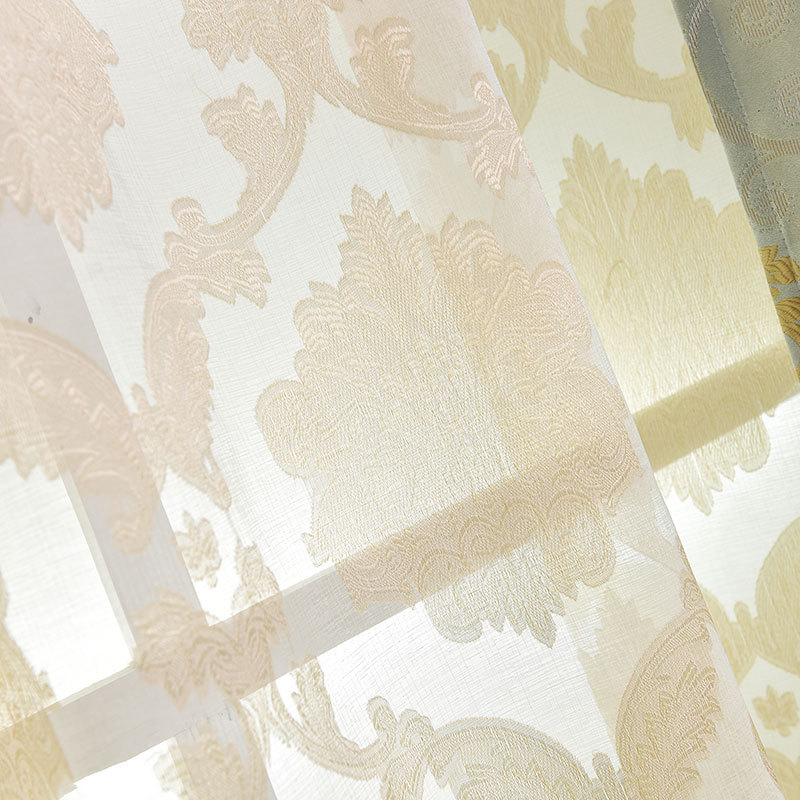 欧式剪花窗帘纱 卧室客厅阳台米黄纱料 现货批发可定制