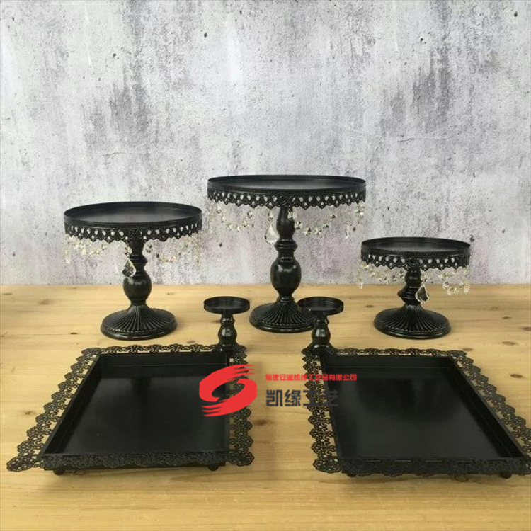 De estilo europeo de hierro negro mesa de comedor taza de la torta soporte pan pastelería bandeja de postre fiesta de la boda traje de pastelería