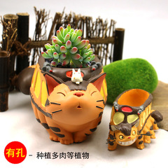 Cartoon Totoro Bus Doll Multifunctional Storage Box Pen Holder Succulent Resin Flower Pot Ornament Home Decoration