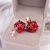 Double-sided zirconium, earrings, European style