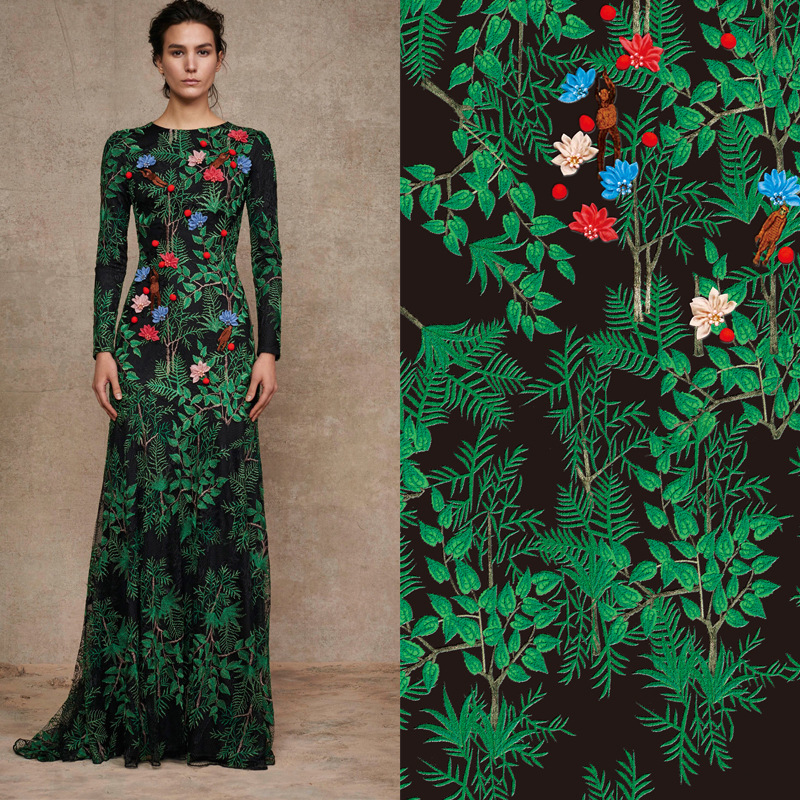 秋季新款欧美大牌女装印花礼服面料 深圳数码印花厂加工现货供应