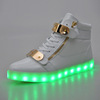 Factory spot wholesale LED colorful night light shoes A piece of USB charging men's and women's lamp shoes high -top light shoe