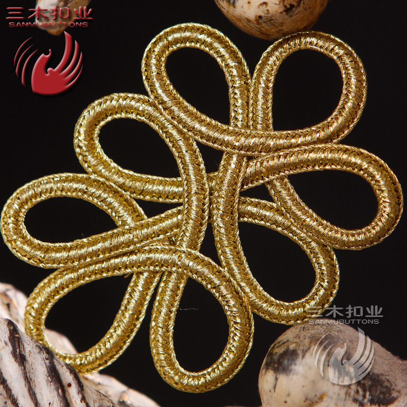 三木扣业手工钮扣 金葱绳传统盘扣纯手工编织纽扣 扣子出口可订做