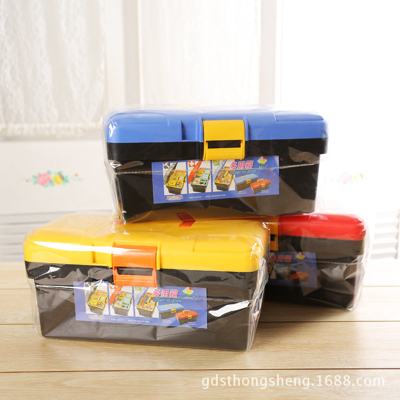 供应双层手提式工具箱塑胶多层工具箱手提双层收纳箱