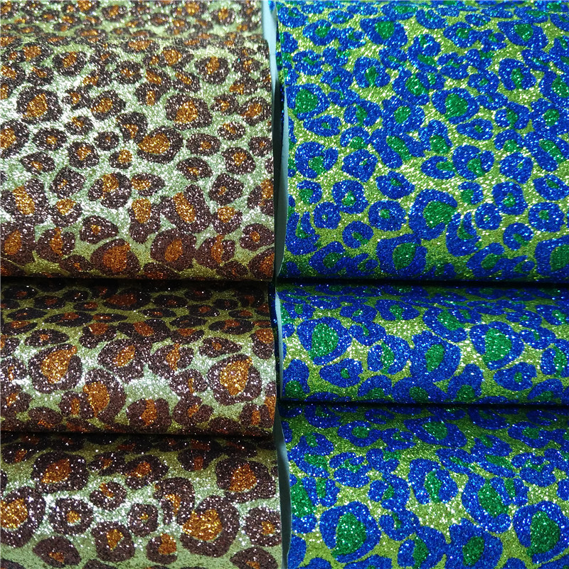 豹纹金葱粉葱上葱印花  狂野豹纹图案水刺布底   金葱格利特皮革