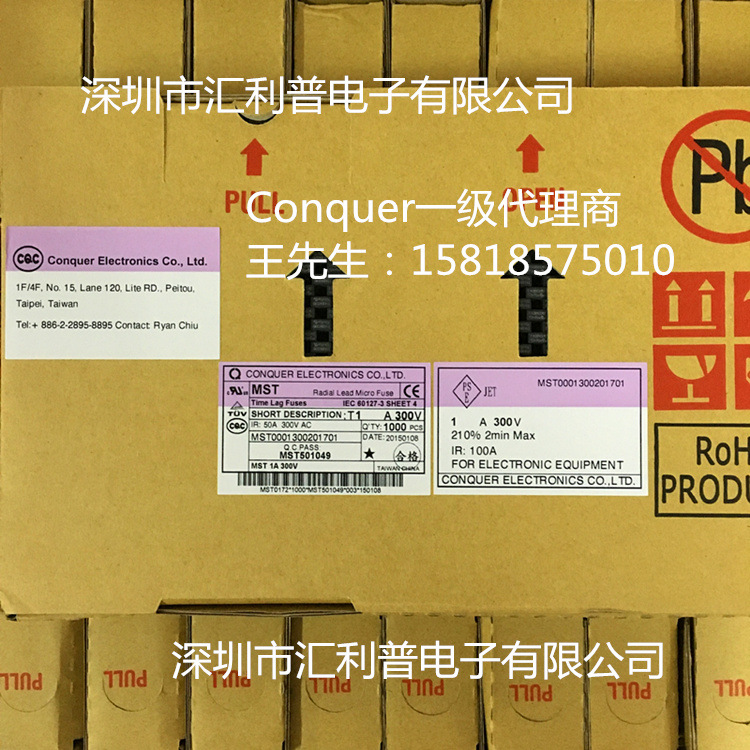 现货库存CONQUER台湾功得MST1.6A400V塑封方形保险丝慢断