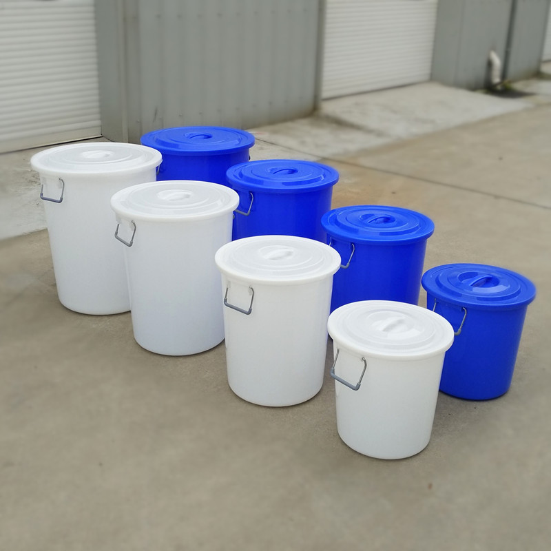 批发全新料大号蓝色塑料水桶加厚铁柄提手化工