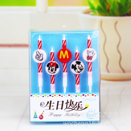 Cute Cartoon 5 Birthday Threaded Candles Five Children's Party Baking Cake Decoration Candle Set Wholesale