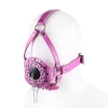 Dark pink studded leather closure