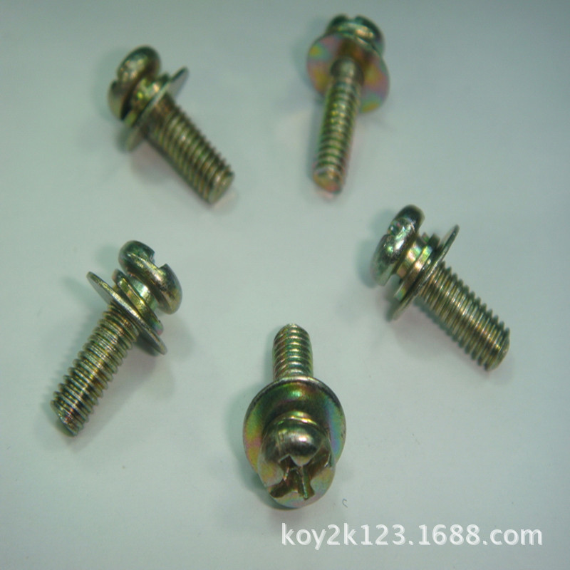 供应环保三组合螺丝  圆头三组合3*12带垫片组合螺丝