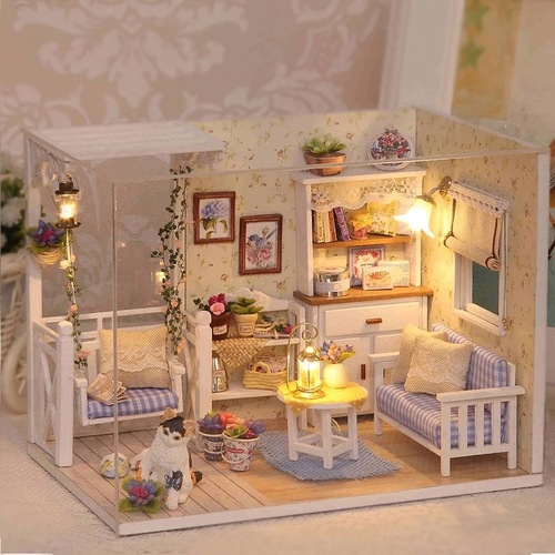 Zhiquwu diy cabin kitten diary handmade house building model toys birthday gift for girl best friend