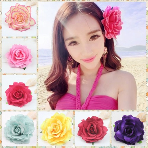 Women girls flamenco latin dance red roses tiara ball out parties deserve to act the role of 11 cm simulation flower heads flower hairpin